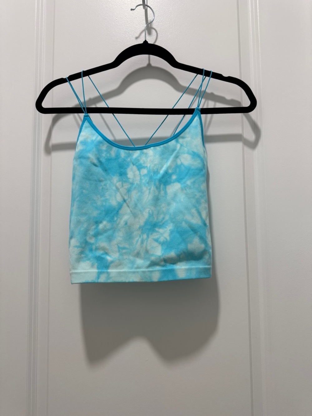 No Boundaries Light Blue Tie-Dye Ribbed Cropped Tank